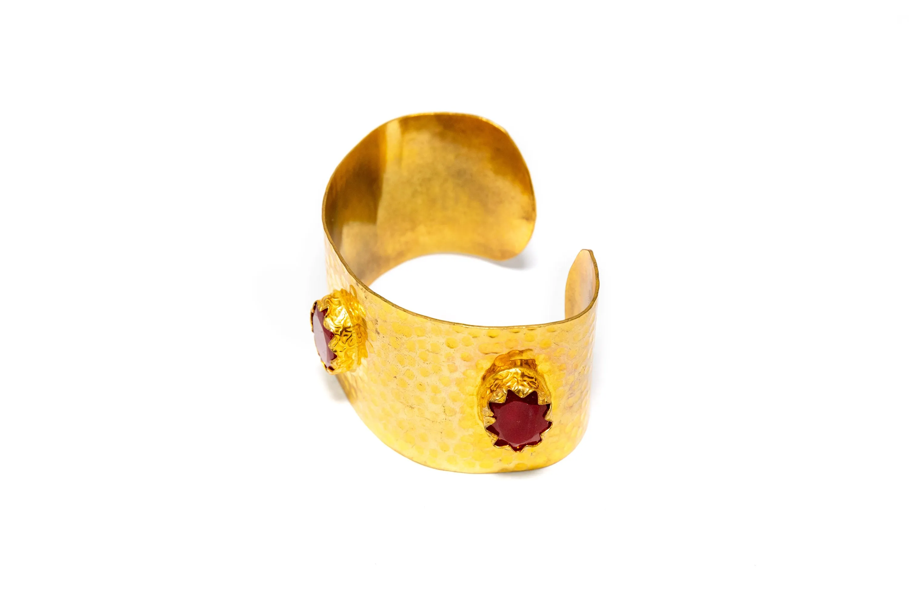 Golden Bangle with Red Stones