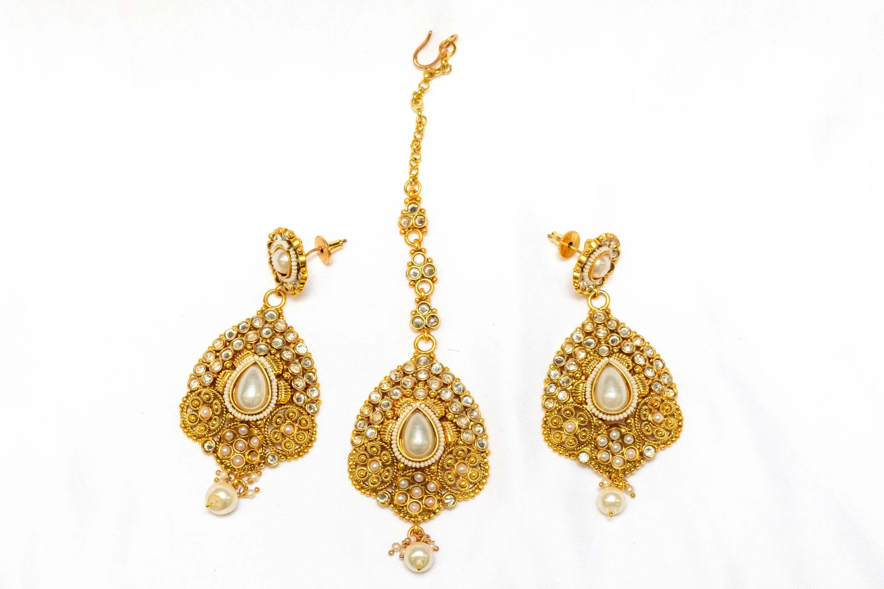 Golden Forehead Jewelry and Matching Earrings