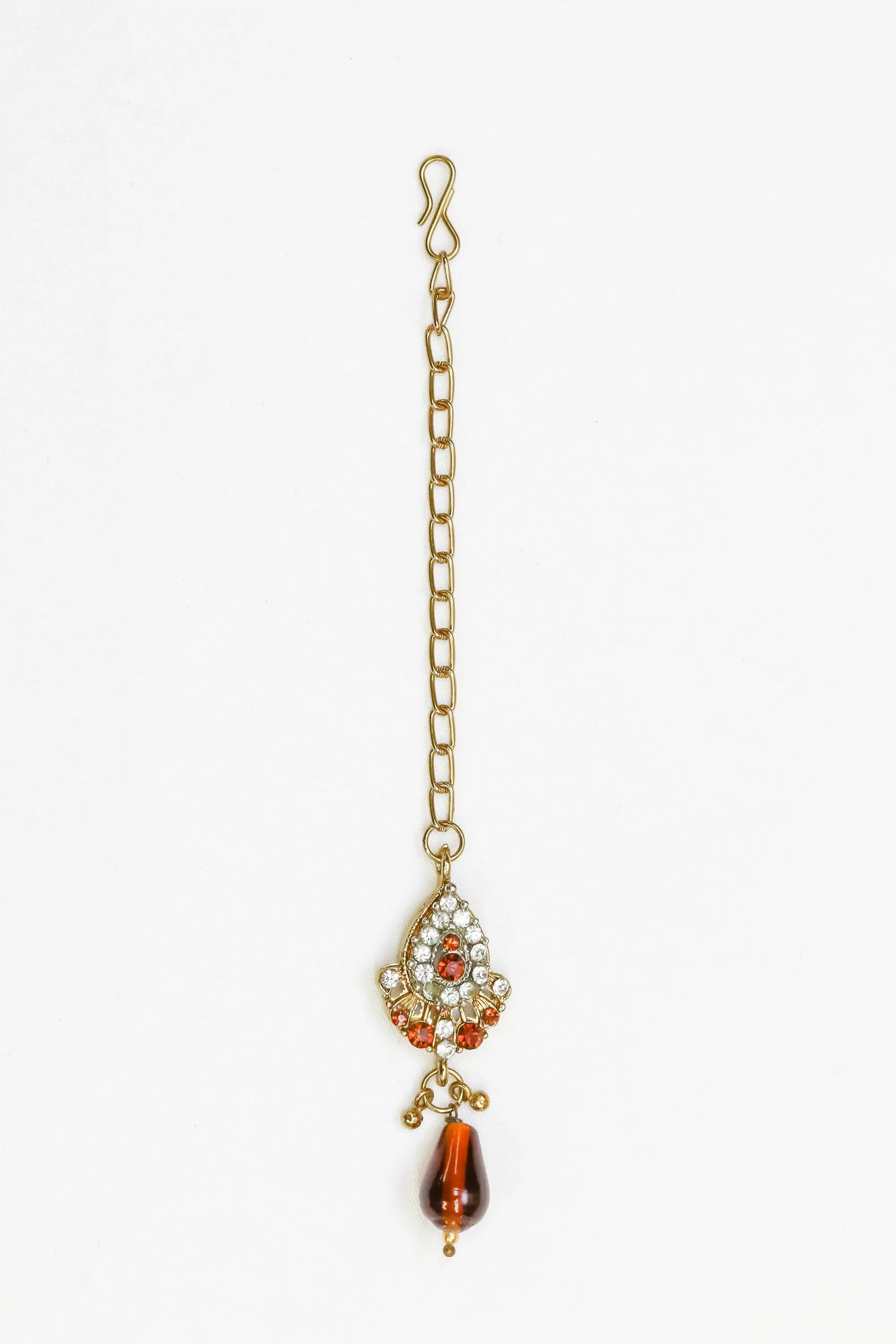 Golden Forehead Jewelry with Orange Center Stone