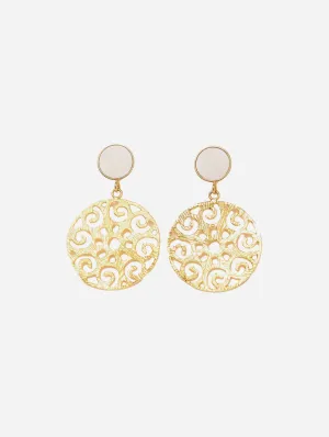 Grace 24ct Gold Plated Stud Earrings | White & Gold