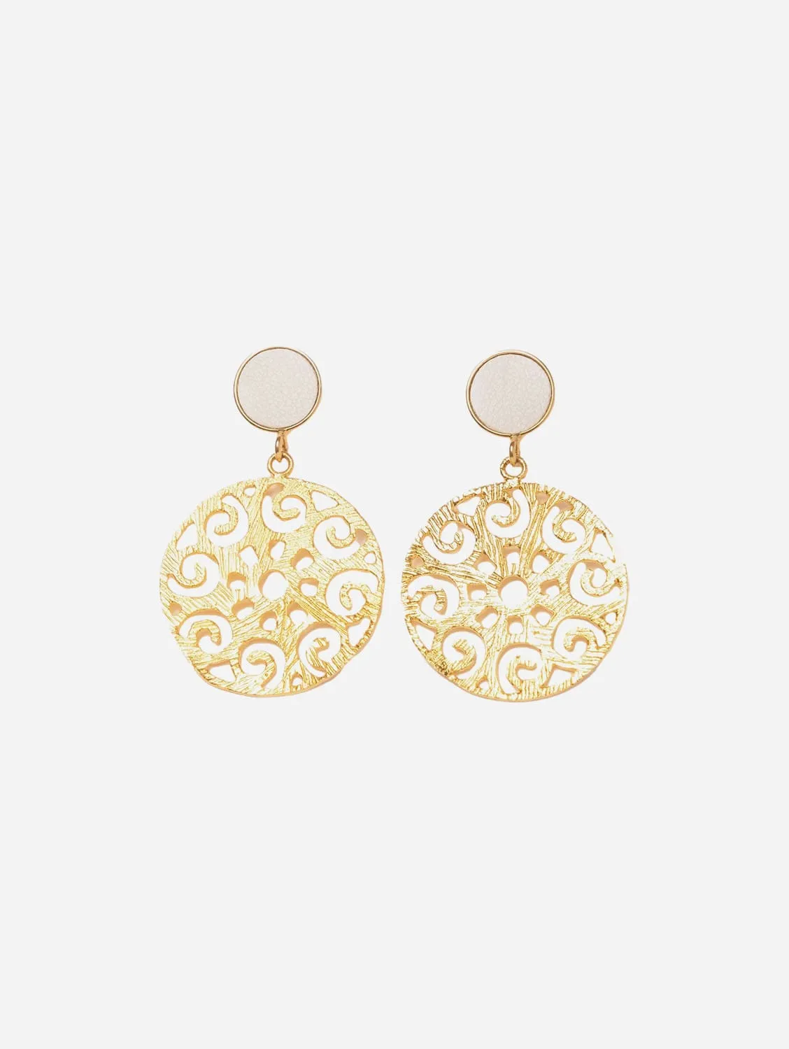 Grace 24ct Gold Plated Stud Earrings | White & Gold