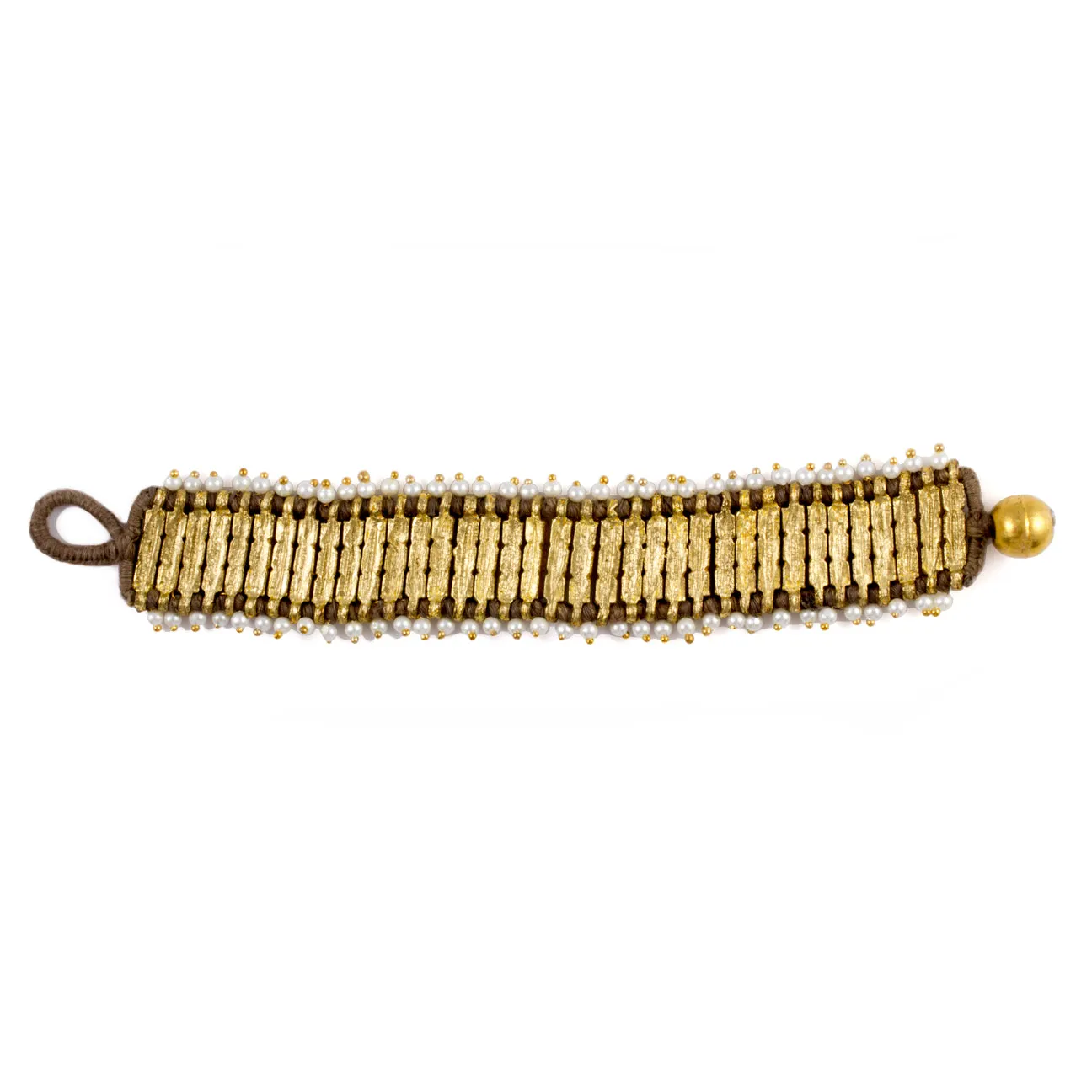 Grace Pearly Bracelet in Taupe - Handmade in Egypt