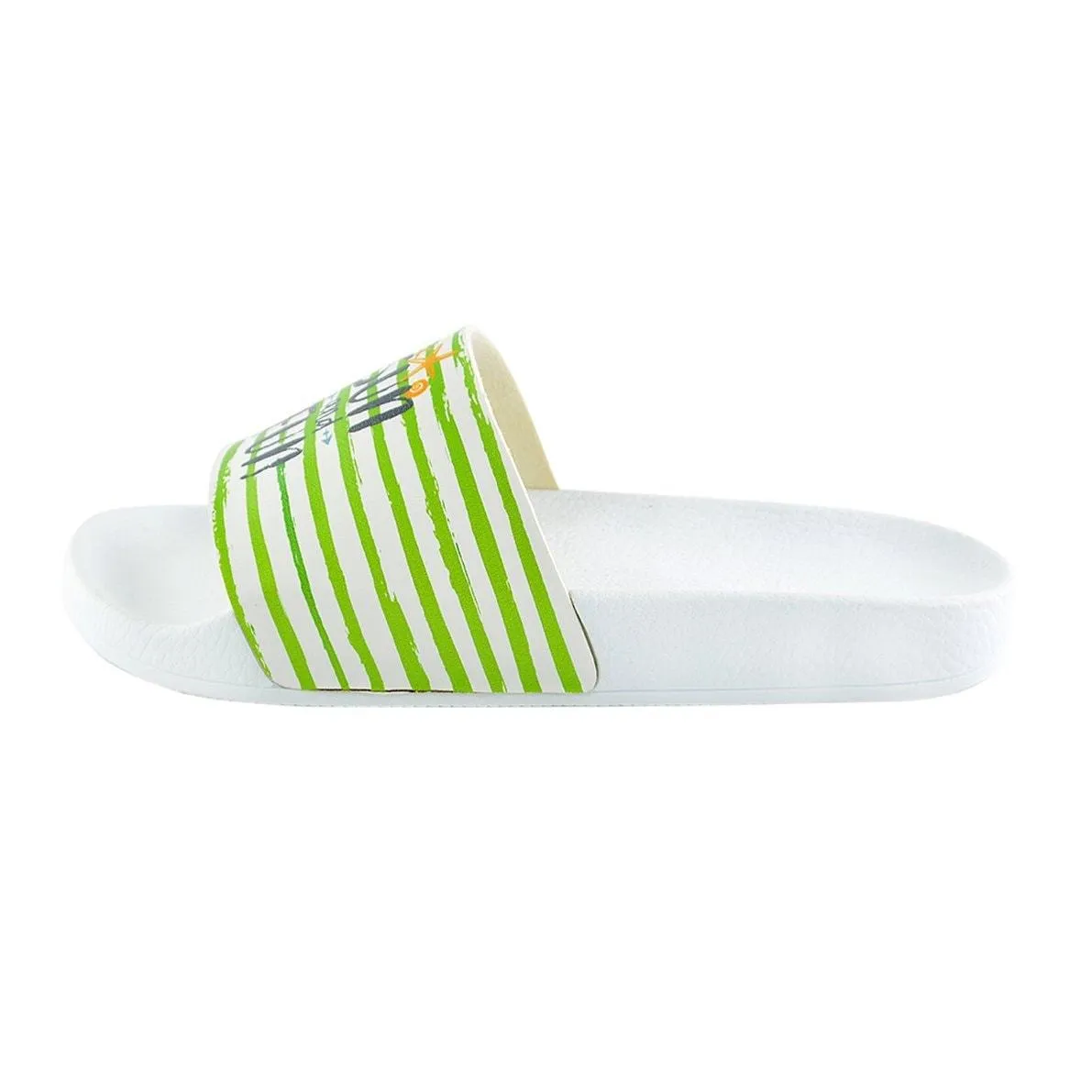 Green and White Striped, Sun and Fun Written Patterned Sandal - CAP120