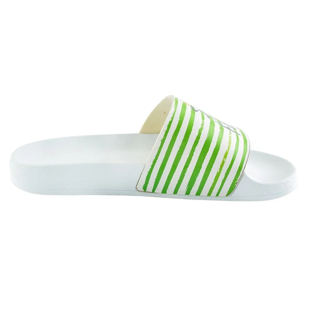 Green and White Striped, Sun and Fun Written Patterned Sandal - CAP120