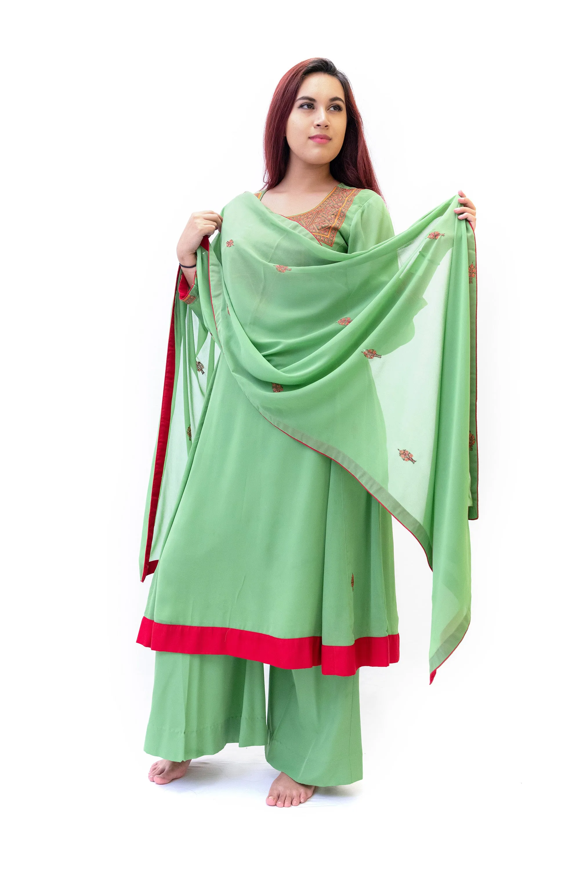 Green Chiffon Salwar Kameez - Rashmir Suit