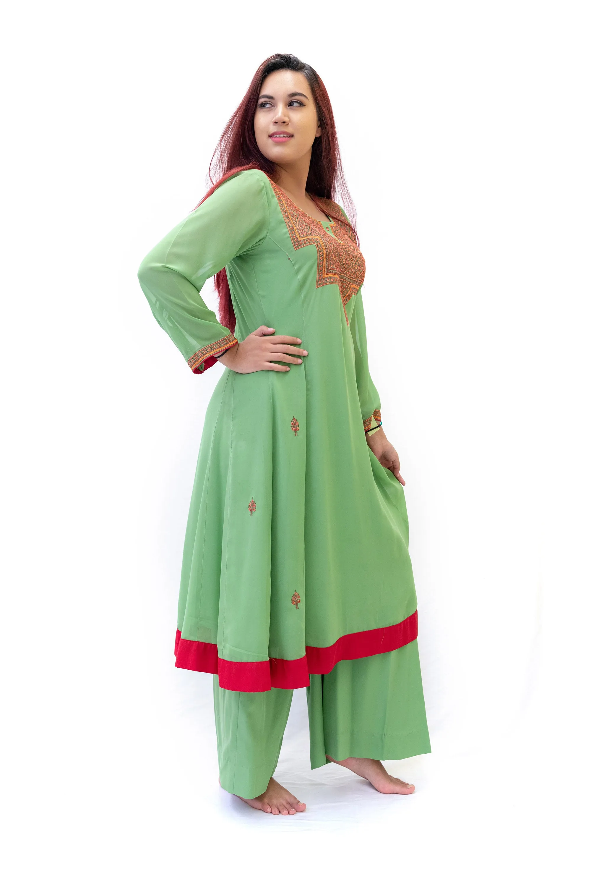 Green Chiffon Salwar Kameez - Rashmir Suit