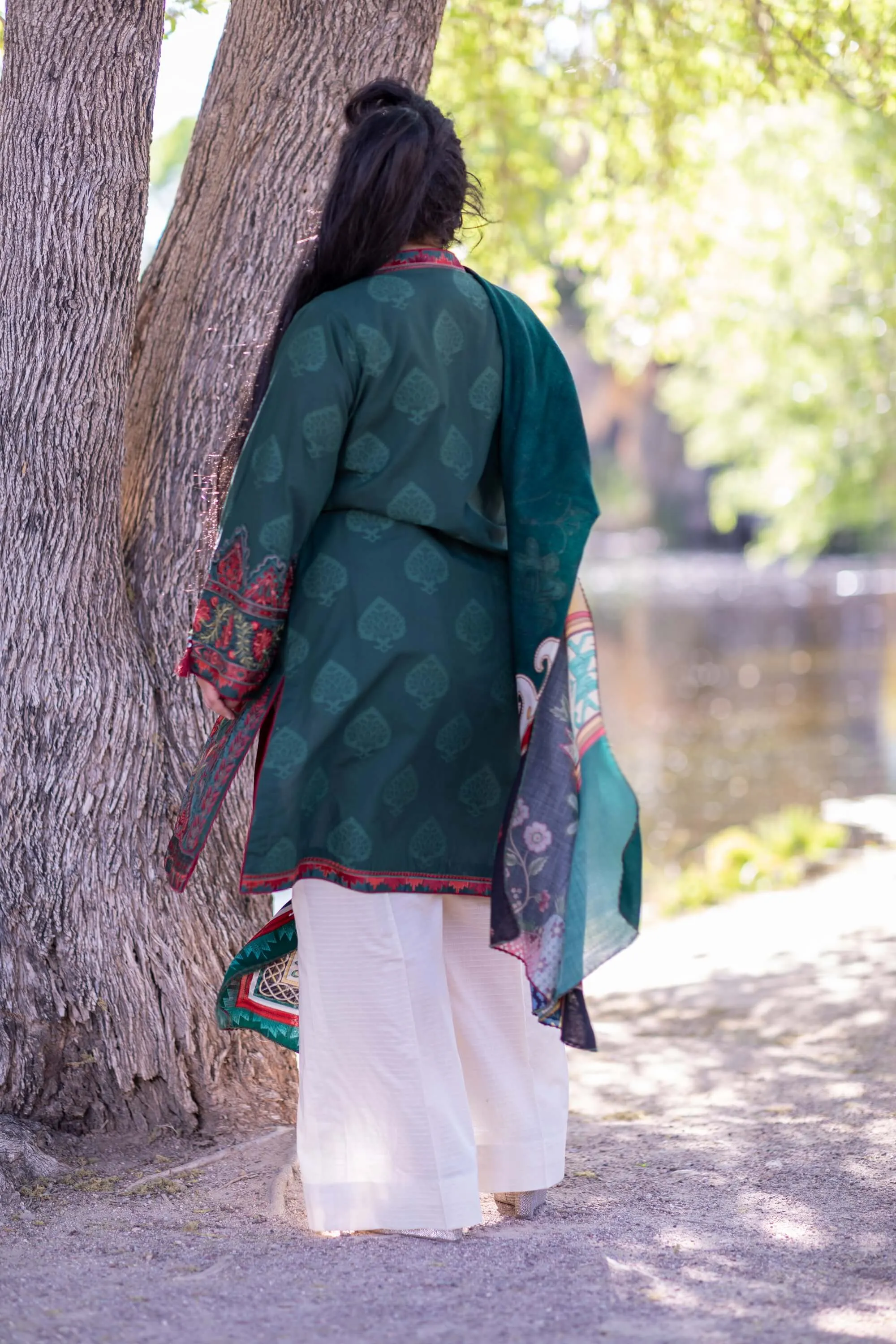 Green Cotton Suit-Salwar Kameez