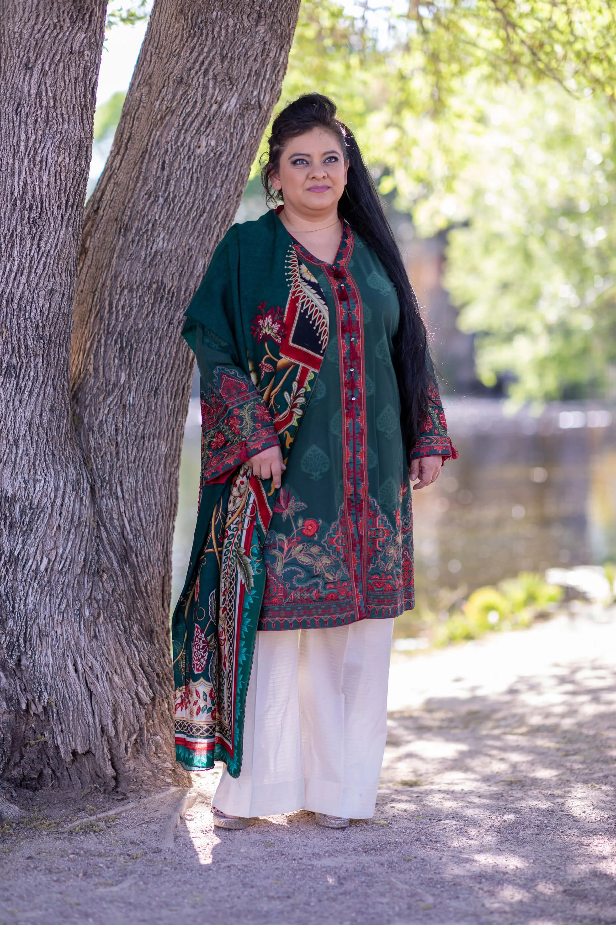 Green Cotton Suit-Salwar Kameez