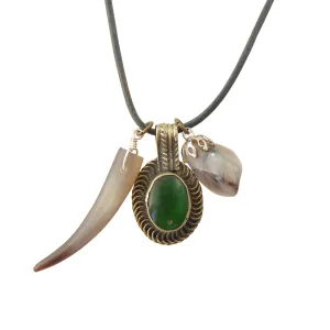 Green glass coin necklace