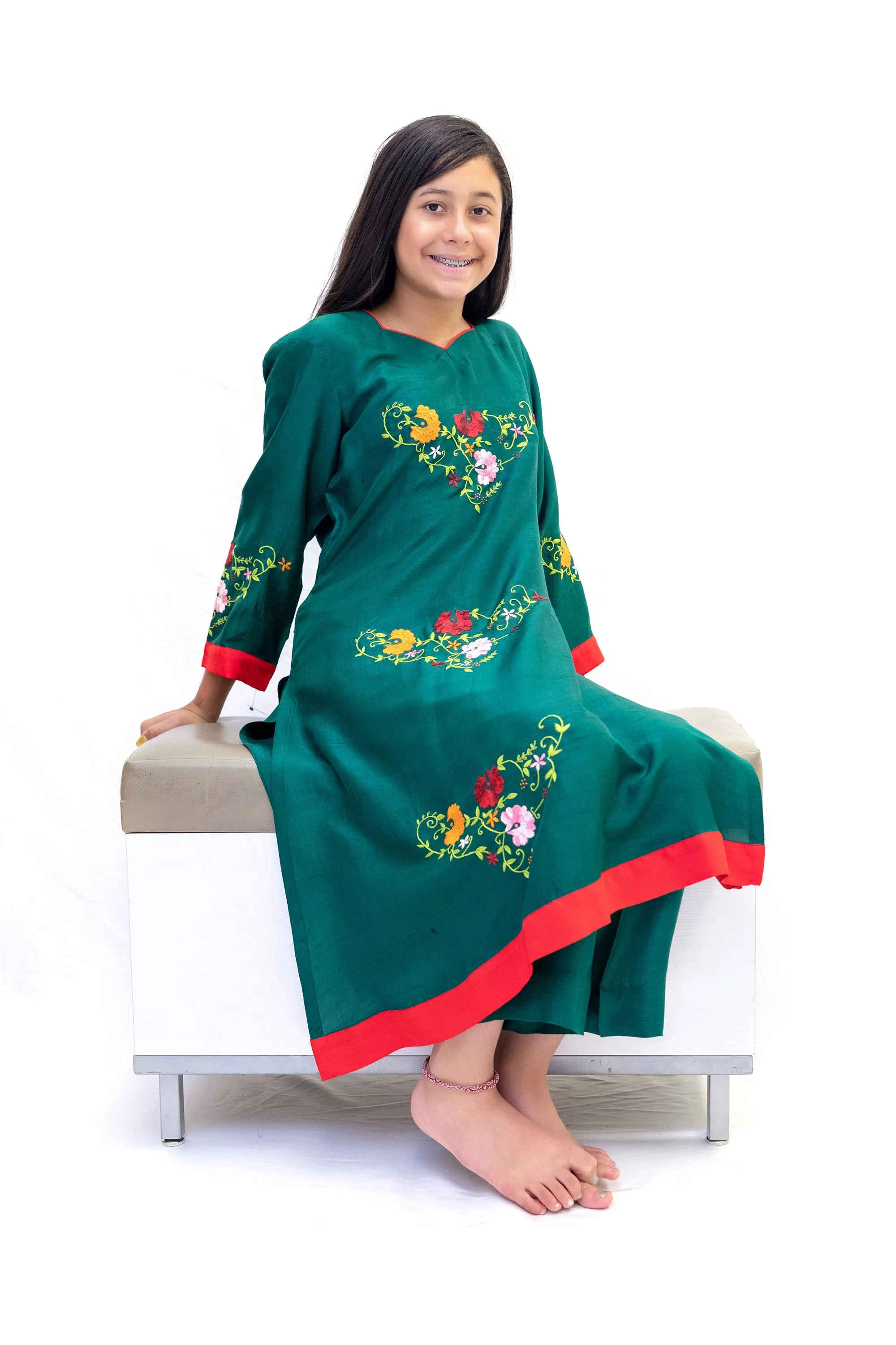 Green Silk Salwar Kameez- Suit