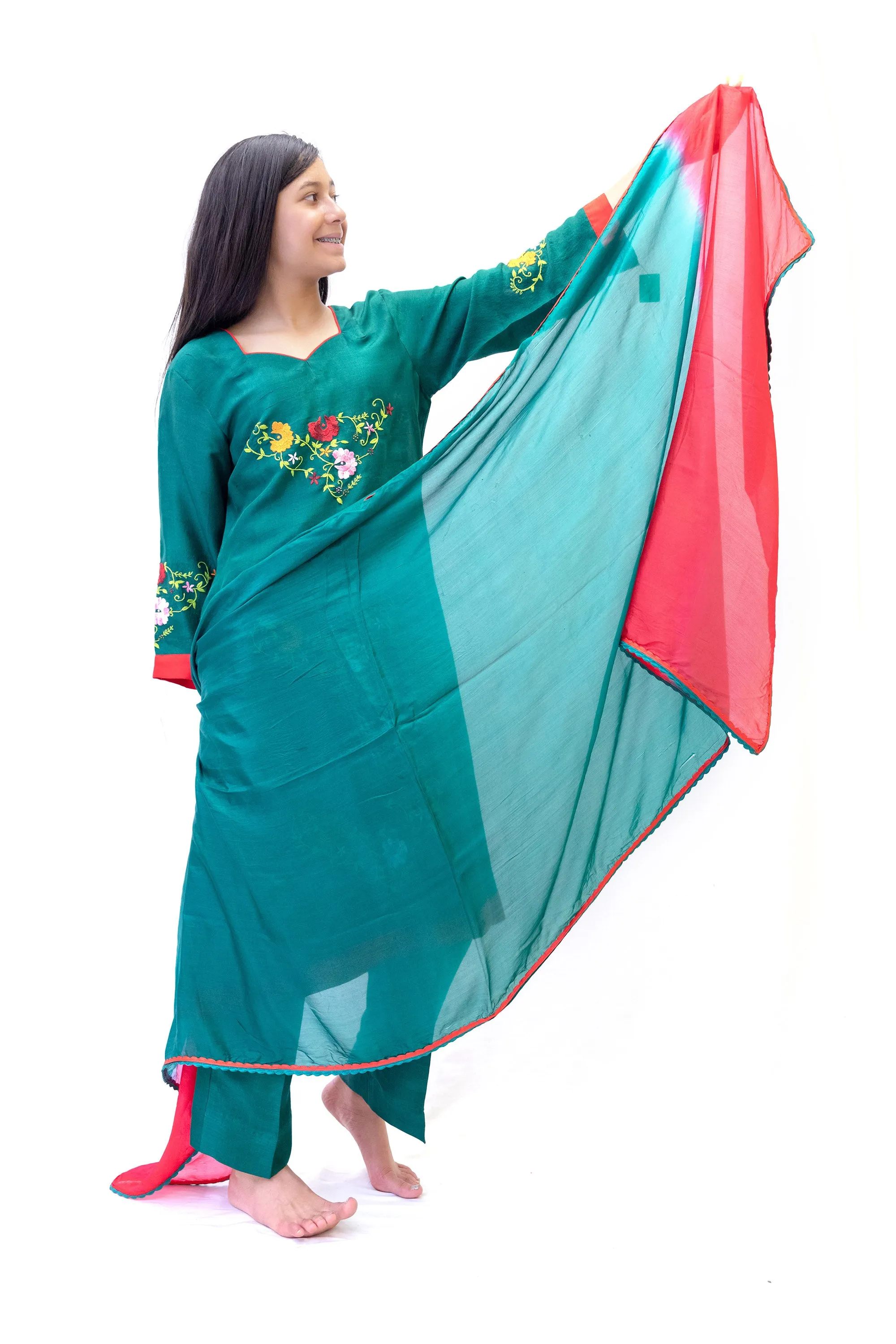 Green Silk Salwar Kameez- Suit