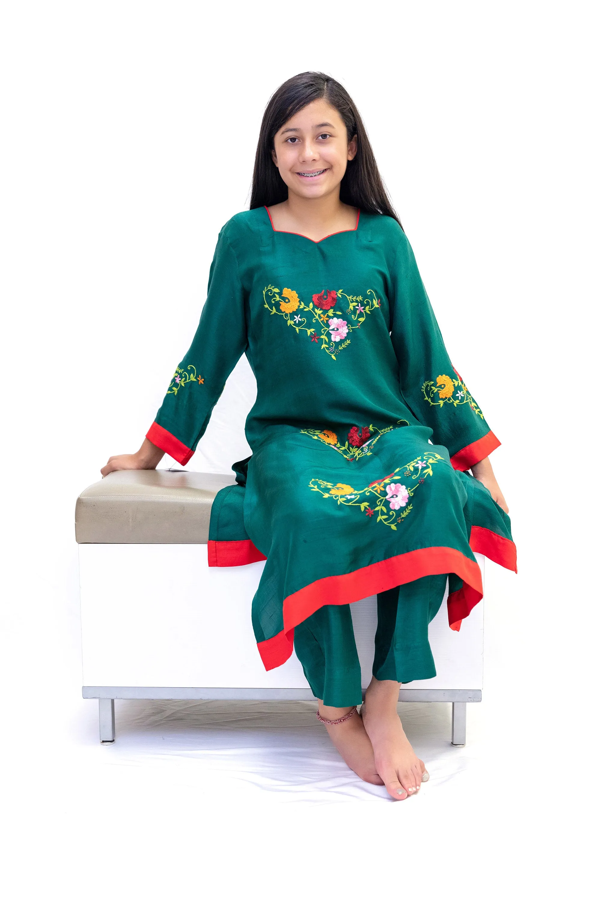 Green Silk Salwar Kameez- Suit