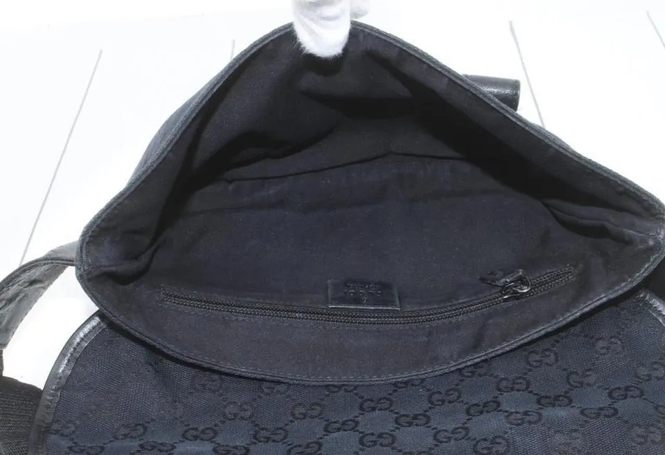 Gucci Black Monogram GG Waist Bag Fanny Pack Belt Pouch 9g122