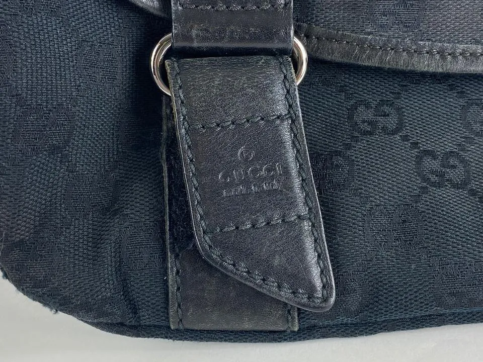 Gucci Black Monogram GG Waist Bag Fanny Pack Belt Pouch 9g122