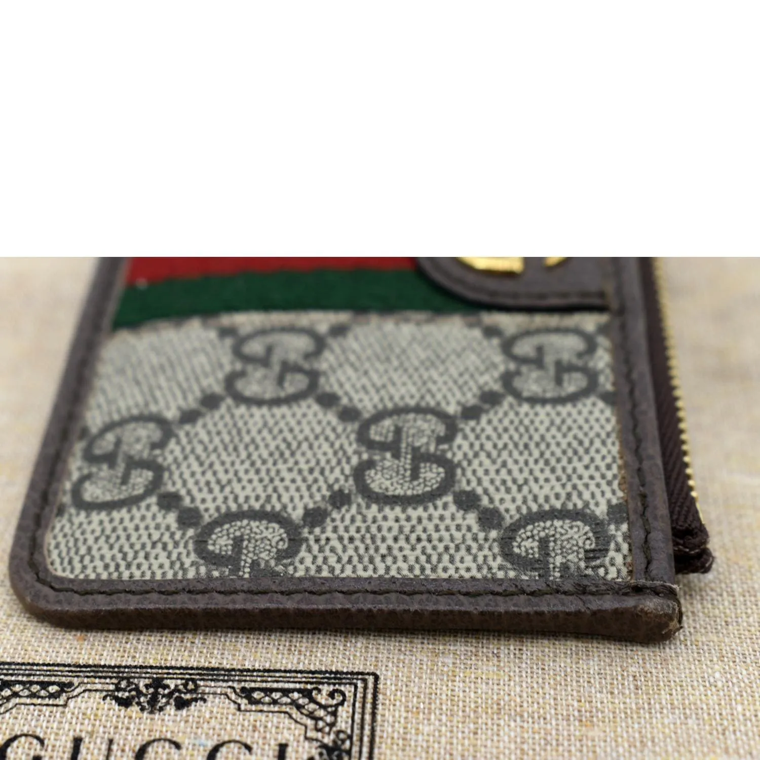 GUCCI Ophidia GG Supreme Canvas Card Case Brown ‎671723