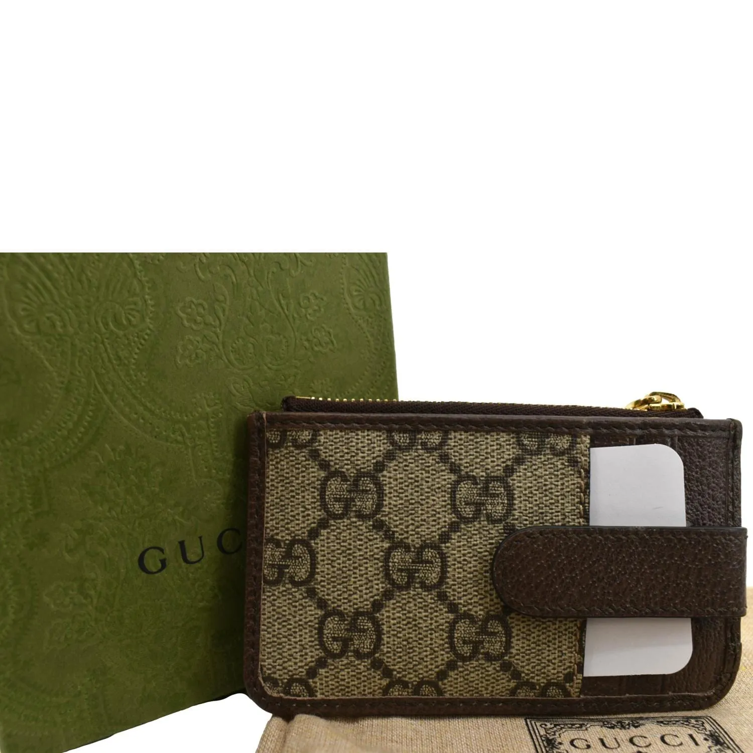 GUCCI Ophidia GG Supreme Canvas Card Case Brown ‎671723