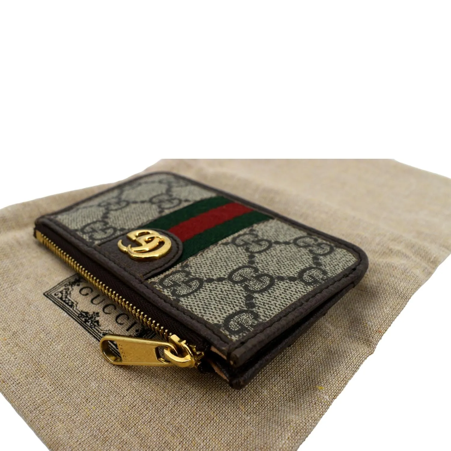 GUCCI Ophidia GG Supreme Canvas Card Case Brown ‎671723