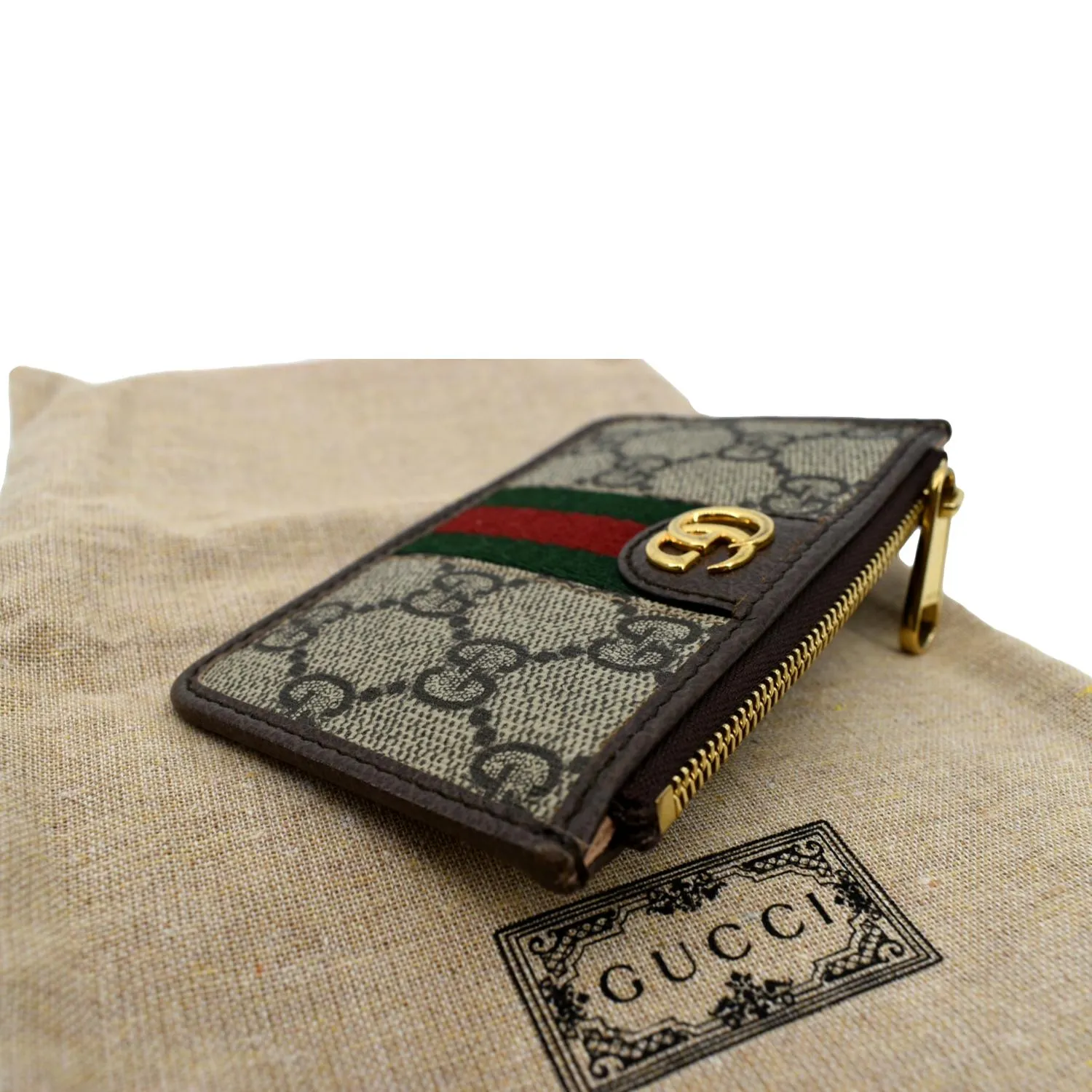 GUCCI Ophidia GG Supreme Canvas Card Case Brown ‎671723