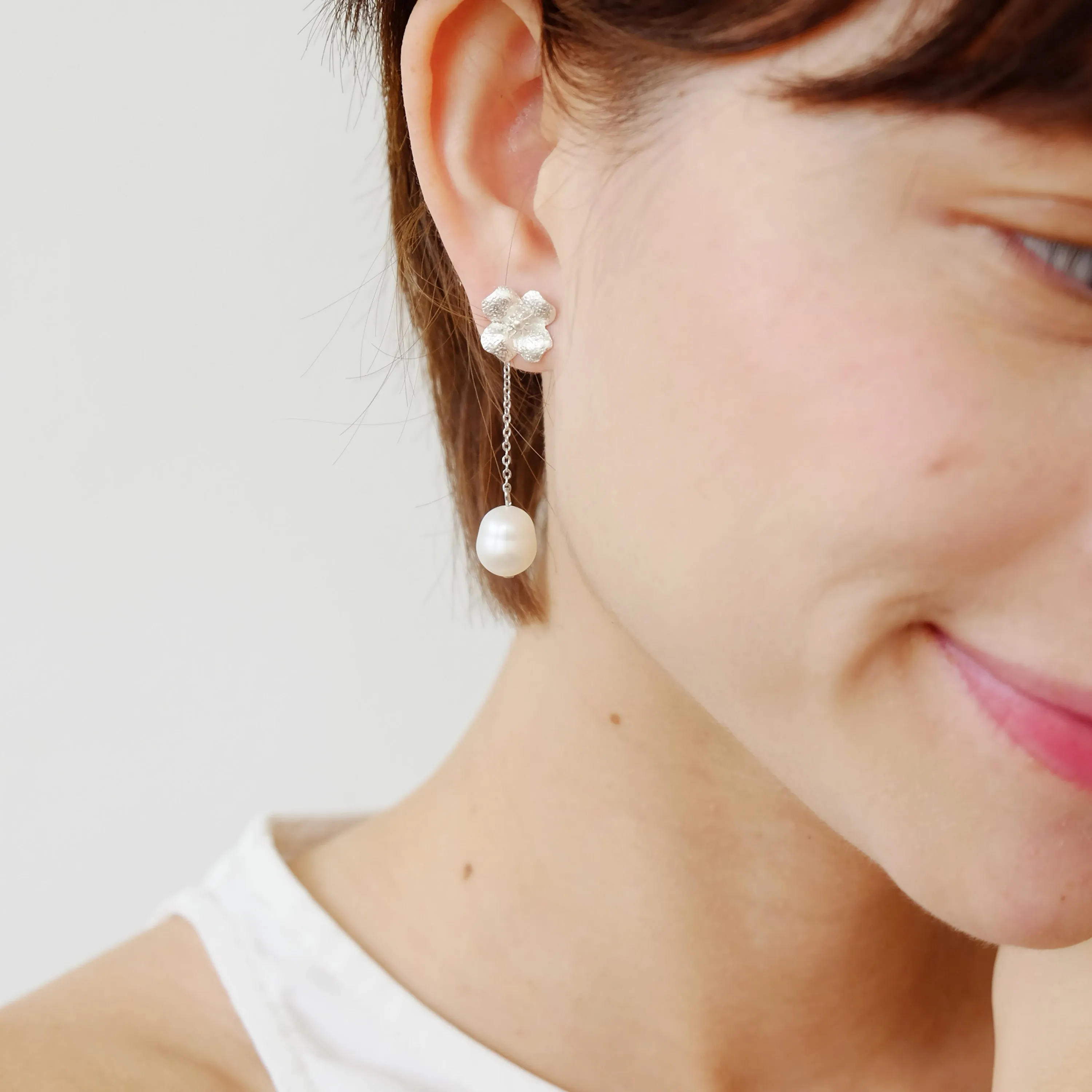 Gumamela Stud Earrings in Sterling Silver