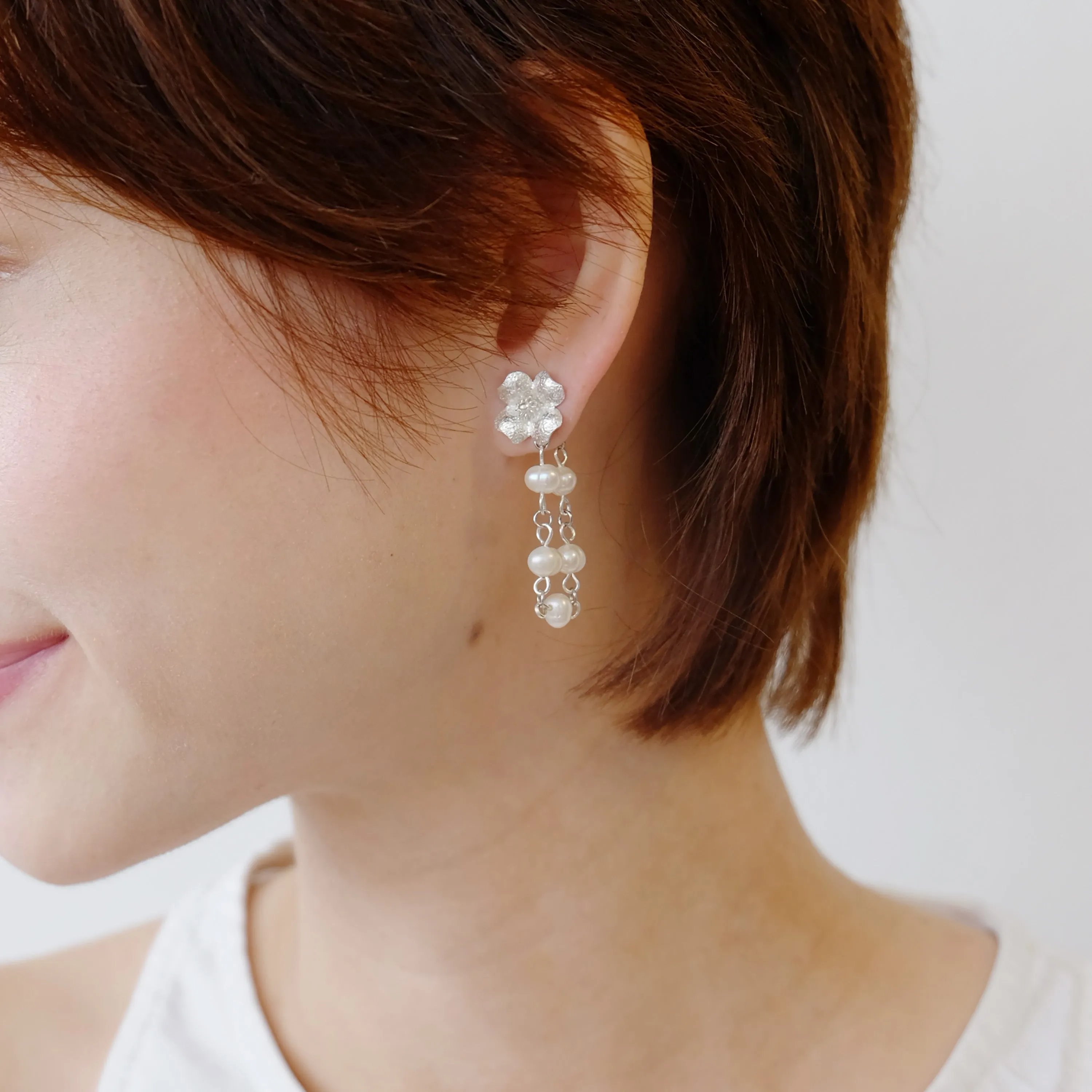 Gumamela Stud Earrings in Sterling Silver