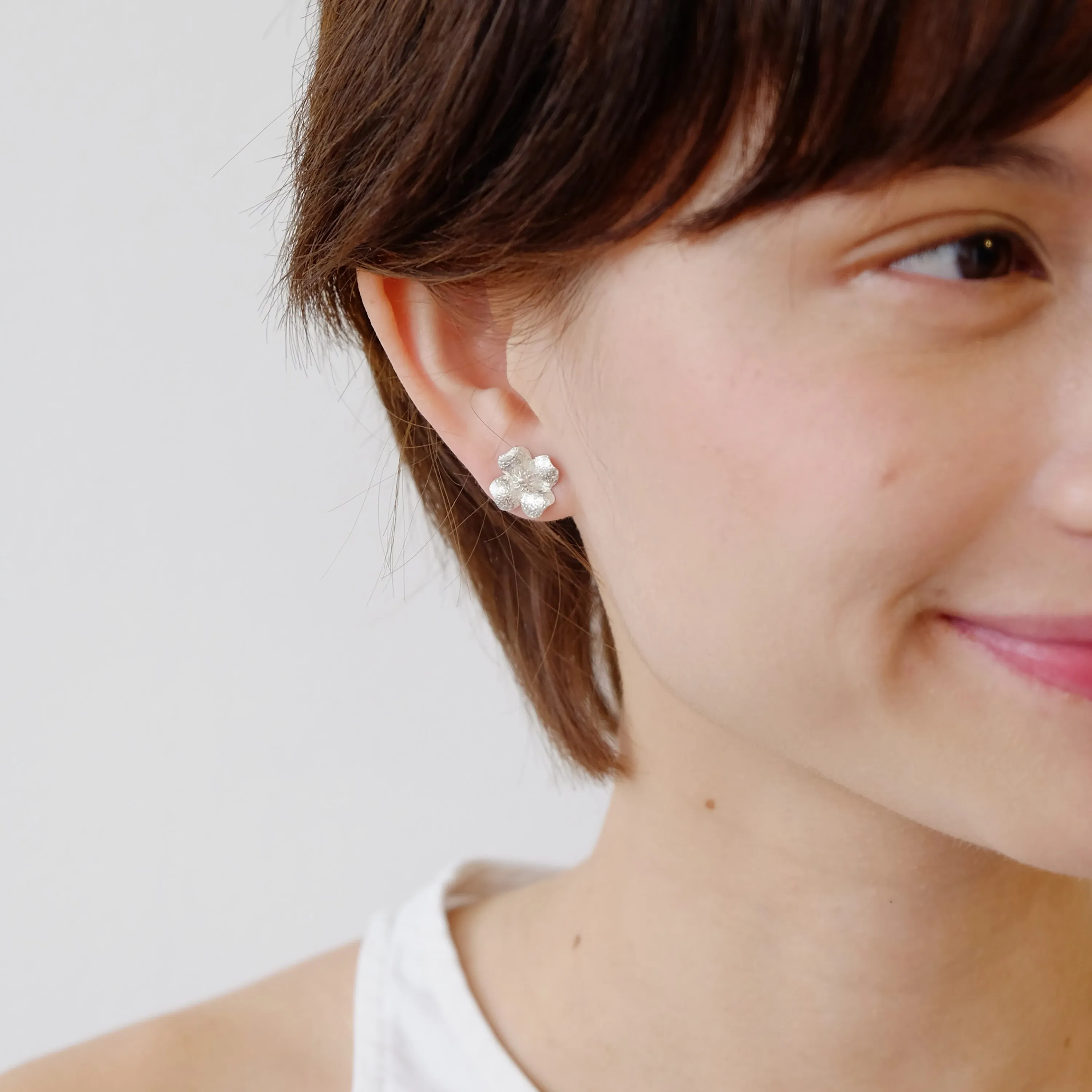 Gumamela Stud Earrings in Sterling Silver