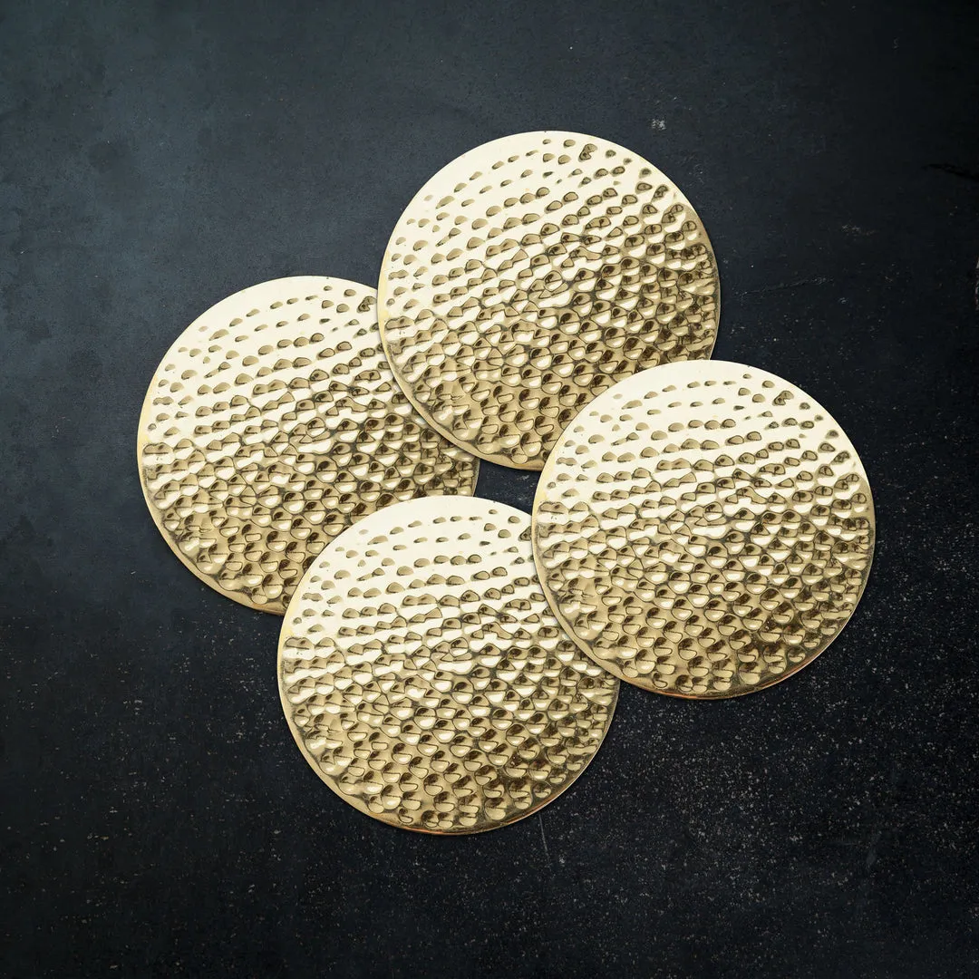 HAMMERED BRASS COASTERS