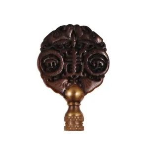 Hand Carved Brown Jade Finial with Antique Brass Base