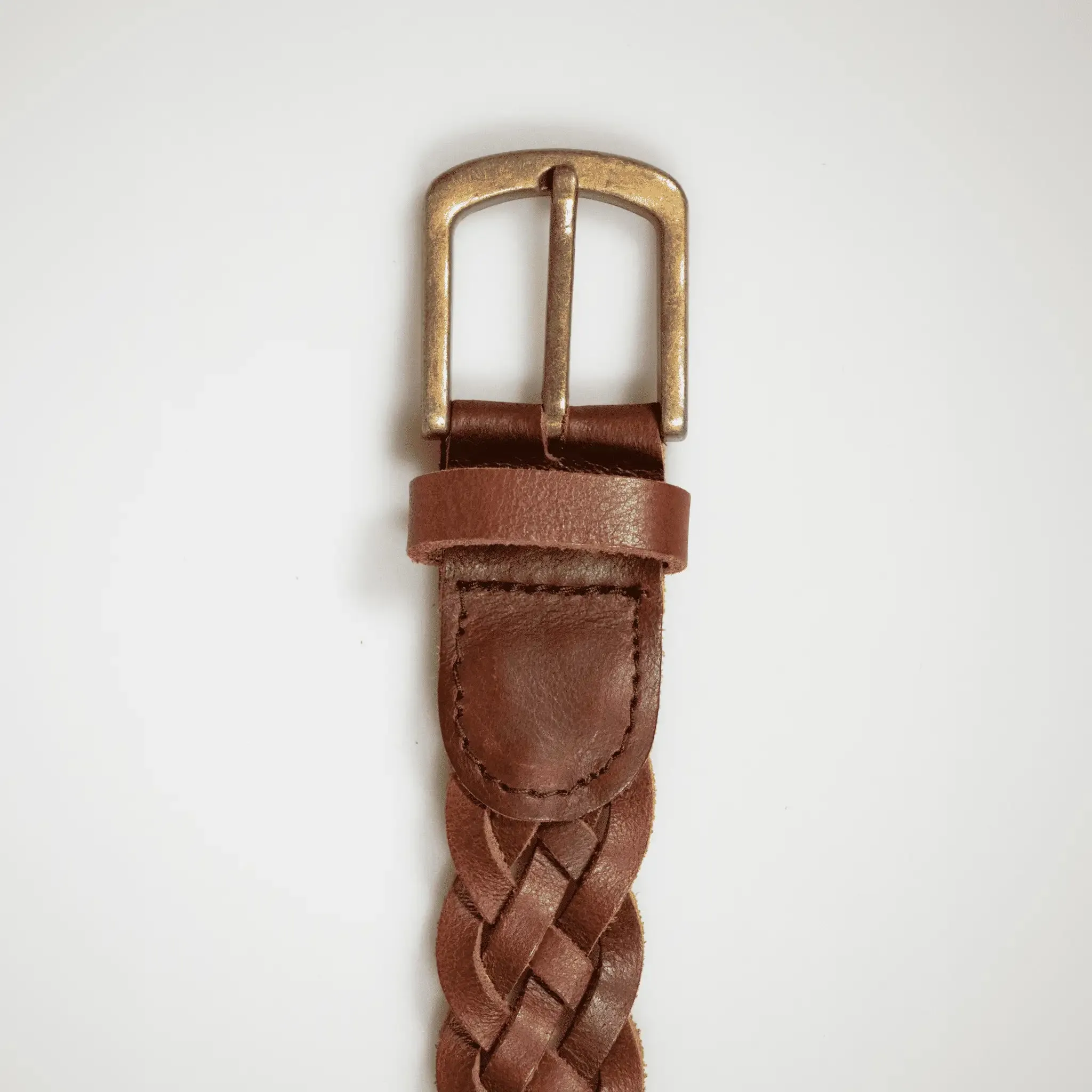 Hand-Woven Leather Belt - Brown