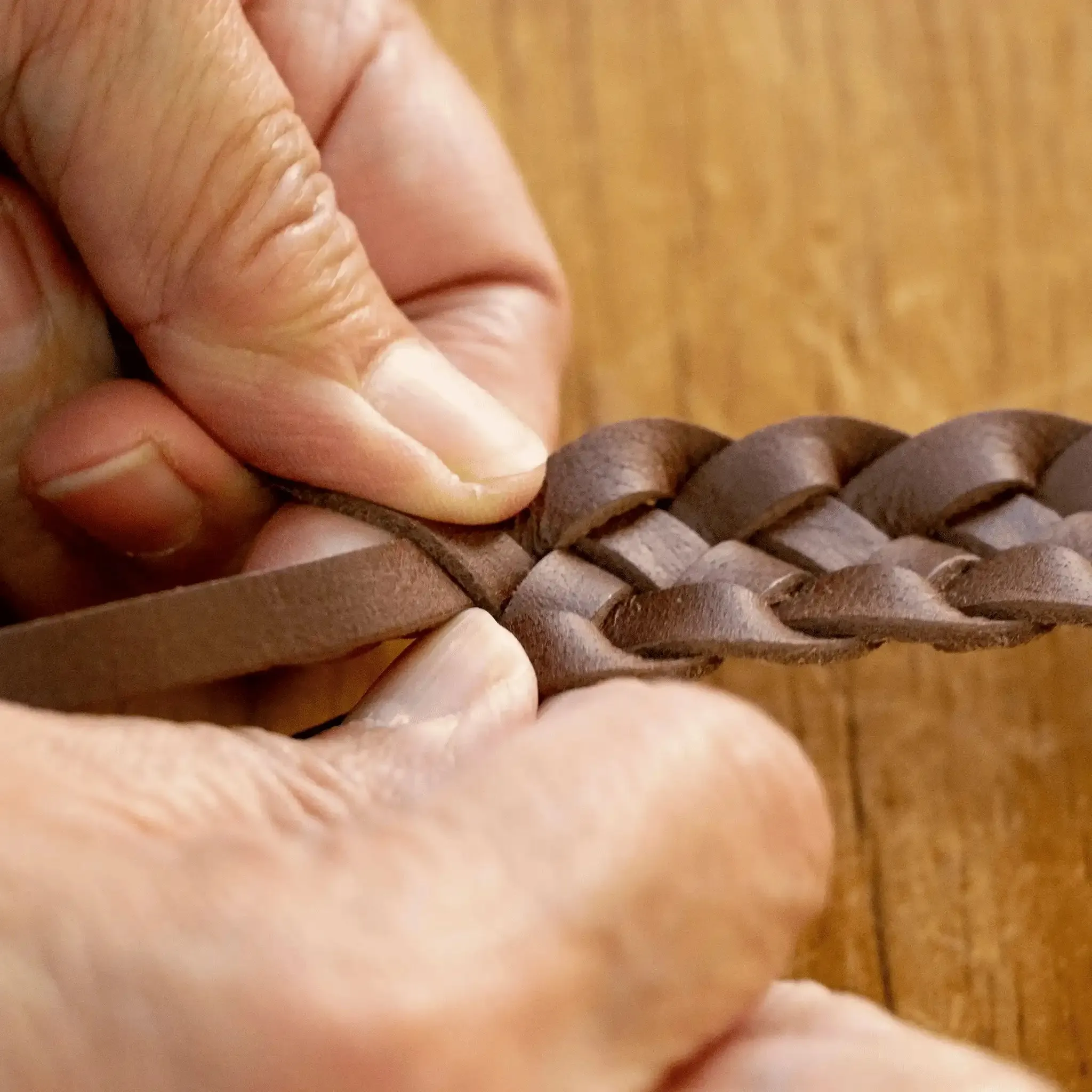 Hand-Woven Leather Belt - Brown