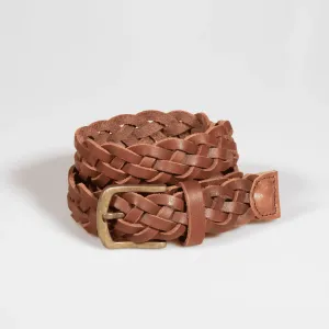 Hand-Woven Leather Belt - Brown