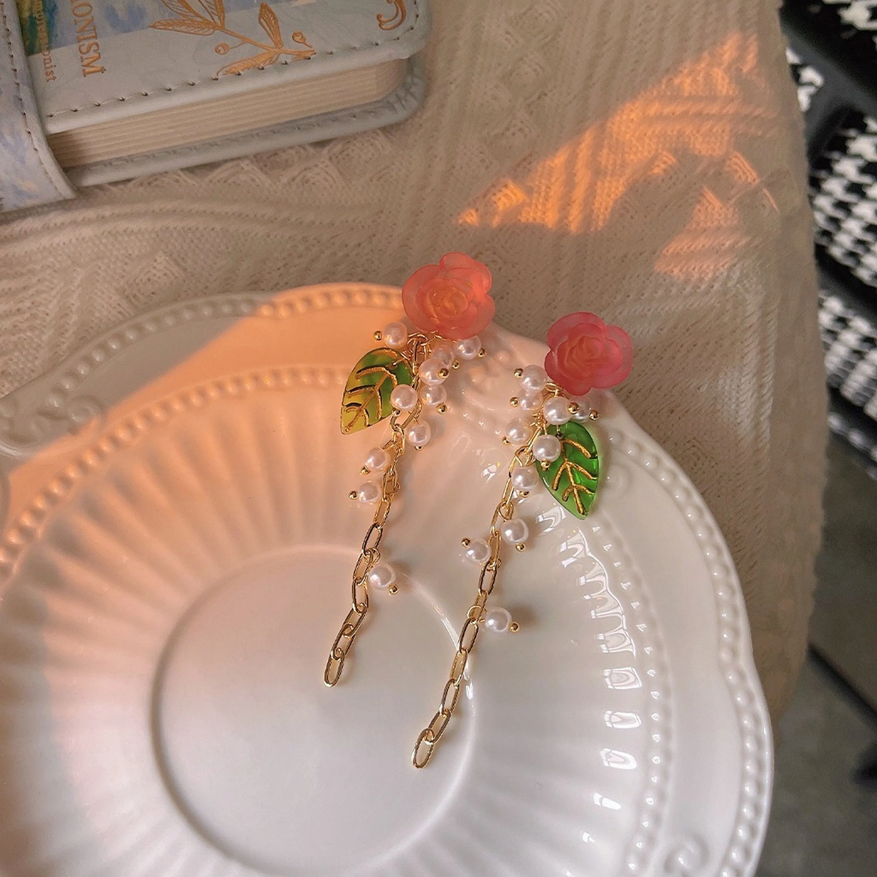 Handmade Bohemian Pink Flower Cluster Earrings