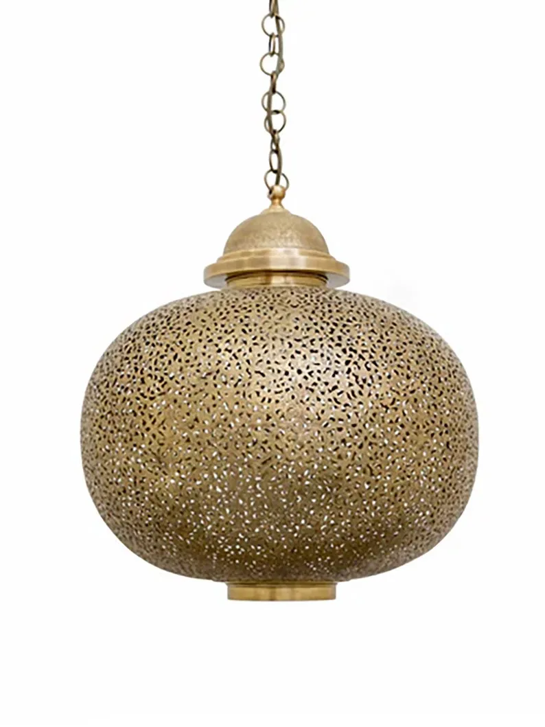 Handmade Moroccan Brass Ceiling Pendant Light Chandelier