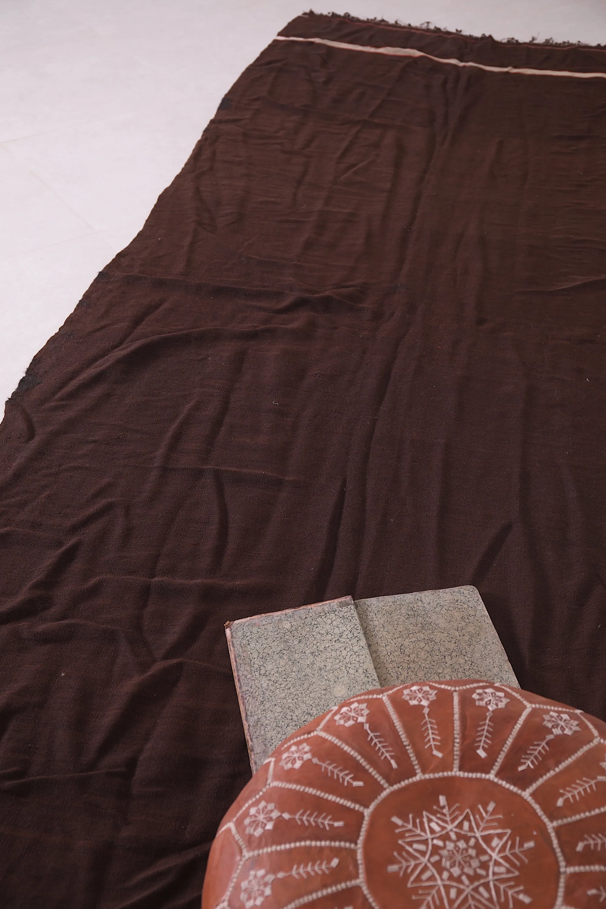 Handwoven Kilim 4.2 x 11.3 Feet – Brown Minimalist Rug