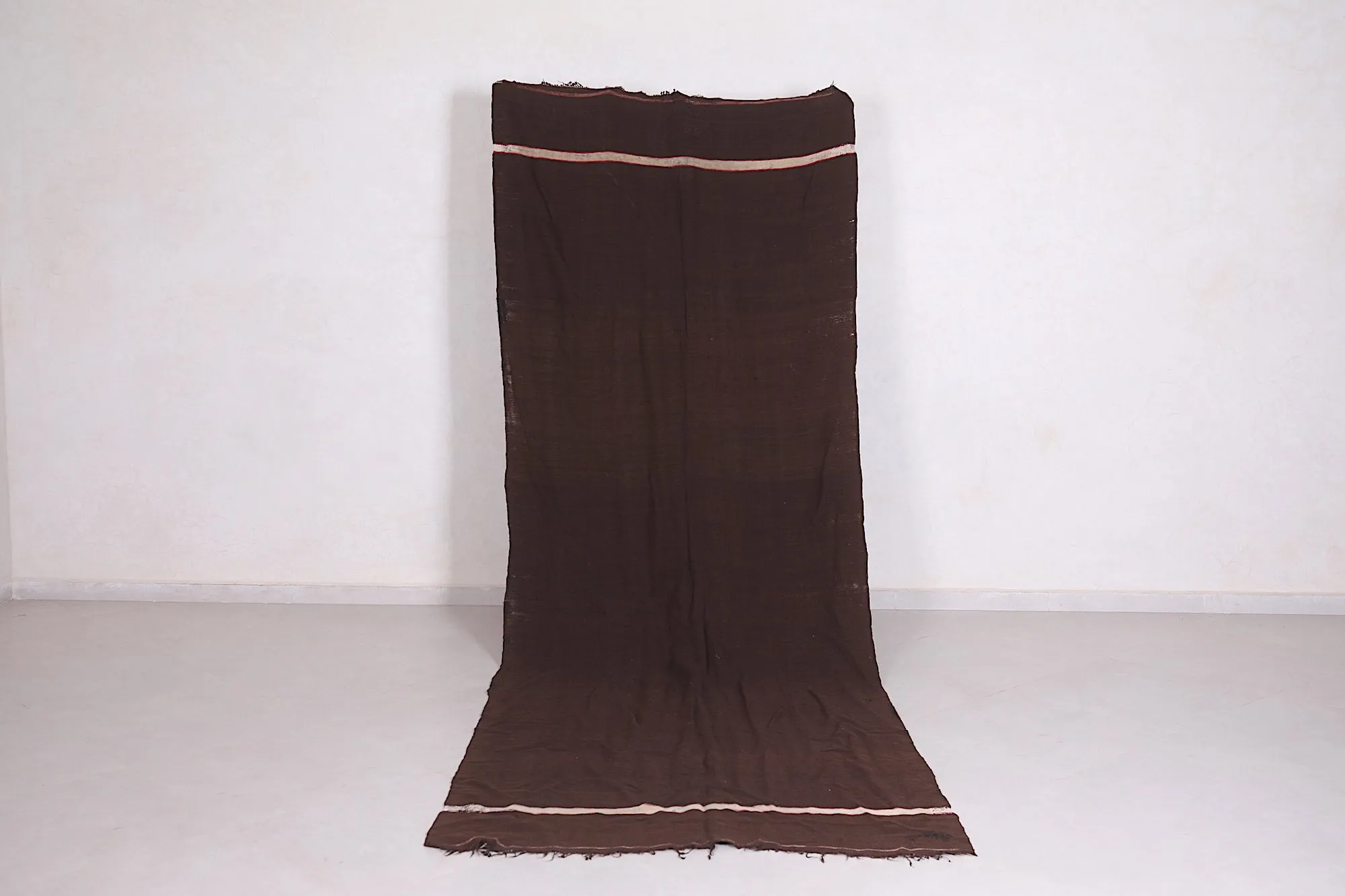 Handwoven Kilim 4.2 x 11.3 Feet – Brown Minimalist Rug