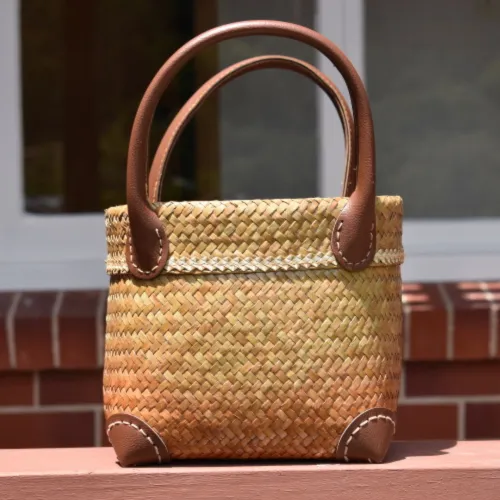 Handwoven Tote Bag with Leather Handles  |  Yompai NZ