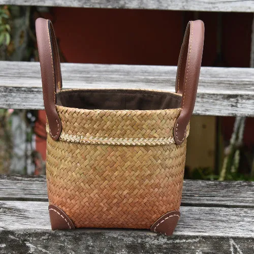 Handwoven Tote Bag with Leather Handles  |  Yompai NZ