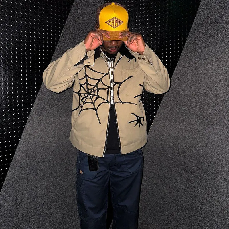 Harajuku Spider Embroidered Zipper Jacket