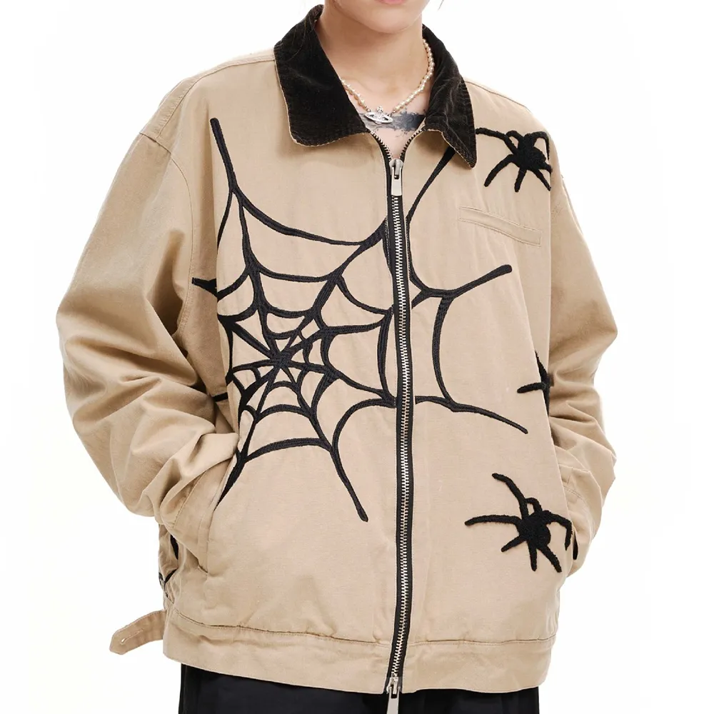 Harajuku Spider Embroidered Zipper Jacket