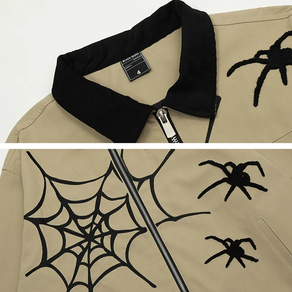 Harajuku Spider Embroidered Zipper Jacket