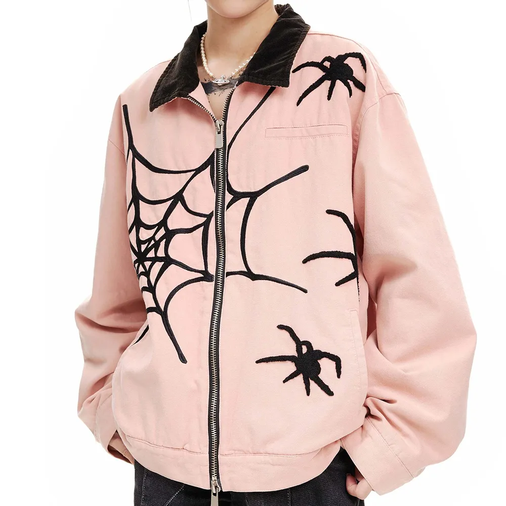 Harajuku Spider Embroidered Zipper Jacket