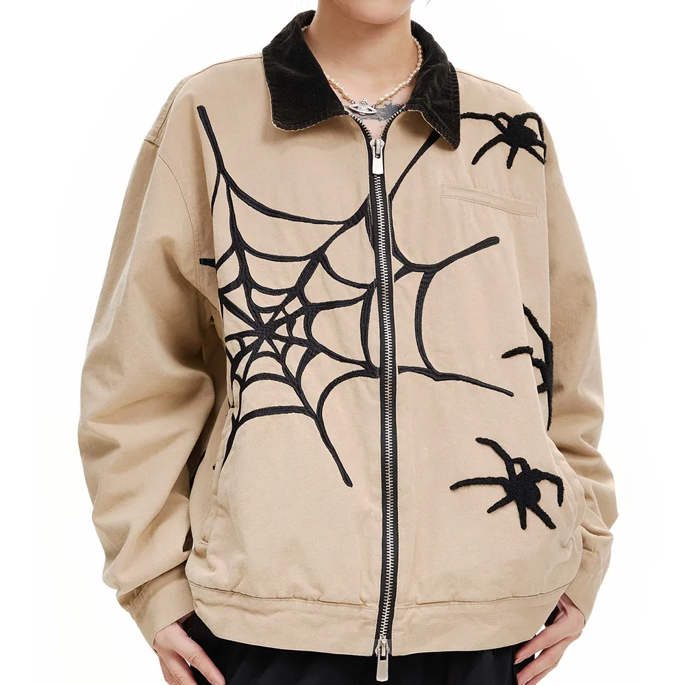 Harajuku Spider Embroidered Zipper Jacket