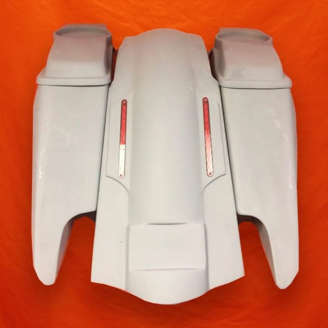 Harley Davidson 2014 - 2018  5" Fifty Five Extended Stretched Saddlebag LED Fender Kit ? Dual Cut Outs 6 x 9 Speaker Lids