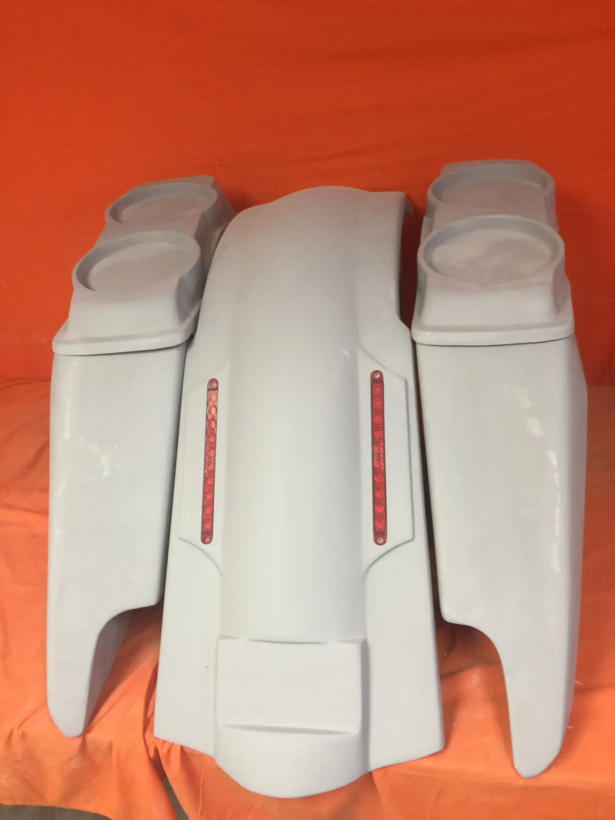 Harley Davidson 2014 - 2023  5" Fifty Five Extended Stretched Saddlebag Fender Kit Dual Cut Outs Dual 6 x 9 Speaker Lids