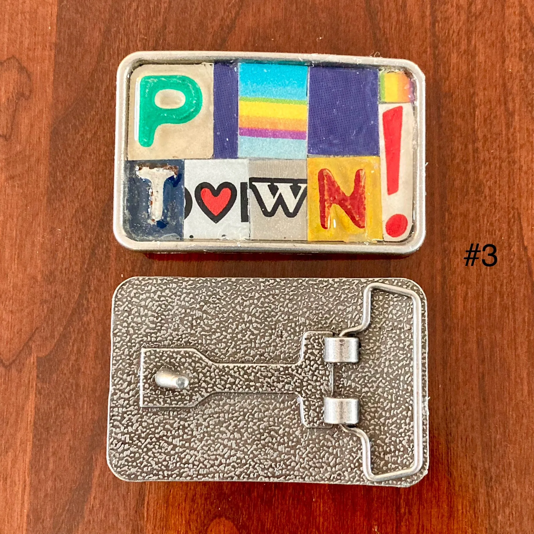 Heart of PTown Upcycled License Plate Belt Buckle