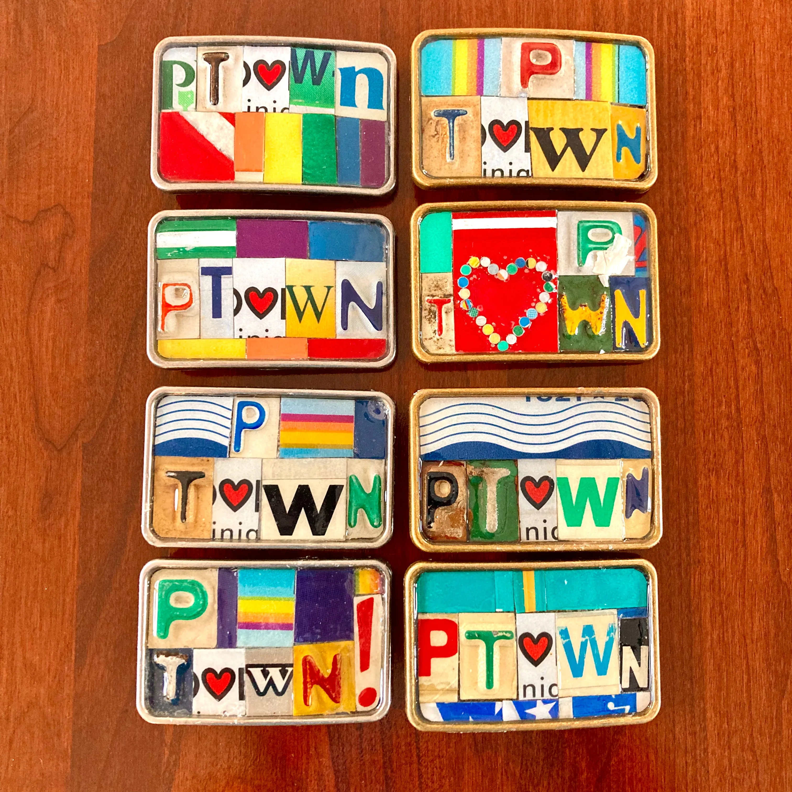 Heart of PTown Upcycled License Plate Belt Buckle