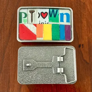Heart of PTown Upcycled License Plate Belt Buckle