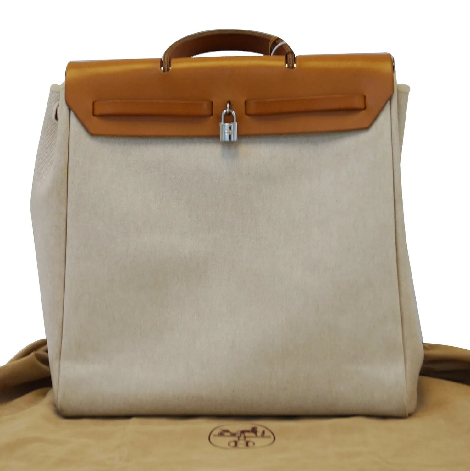 Hermes Her Bag Canvas Leather Ivory Handbag - Final Call