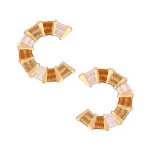 Hoop gold plated earrings in woven design