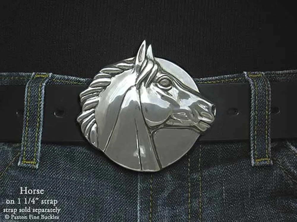 Horse Head Belt Buckle Sterling Silver or Yellow Brass