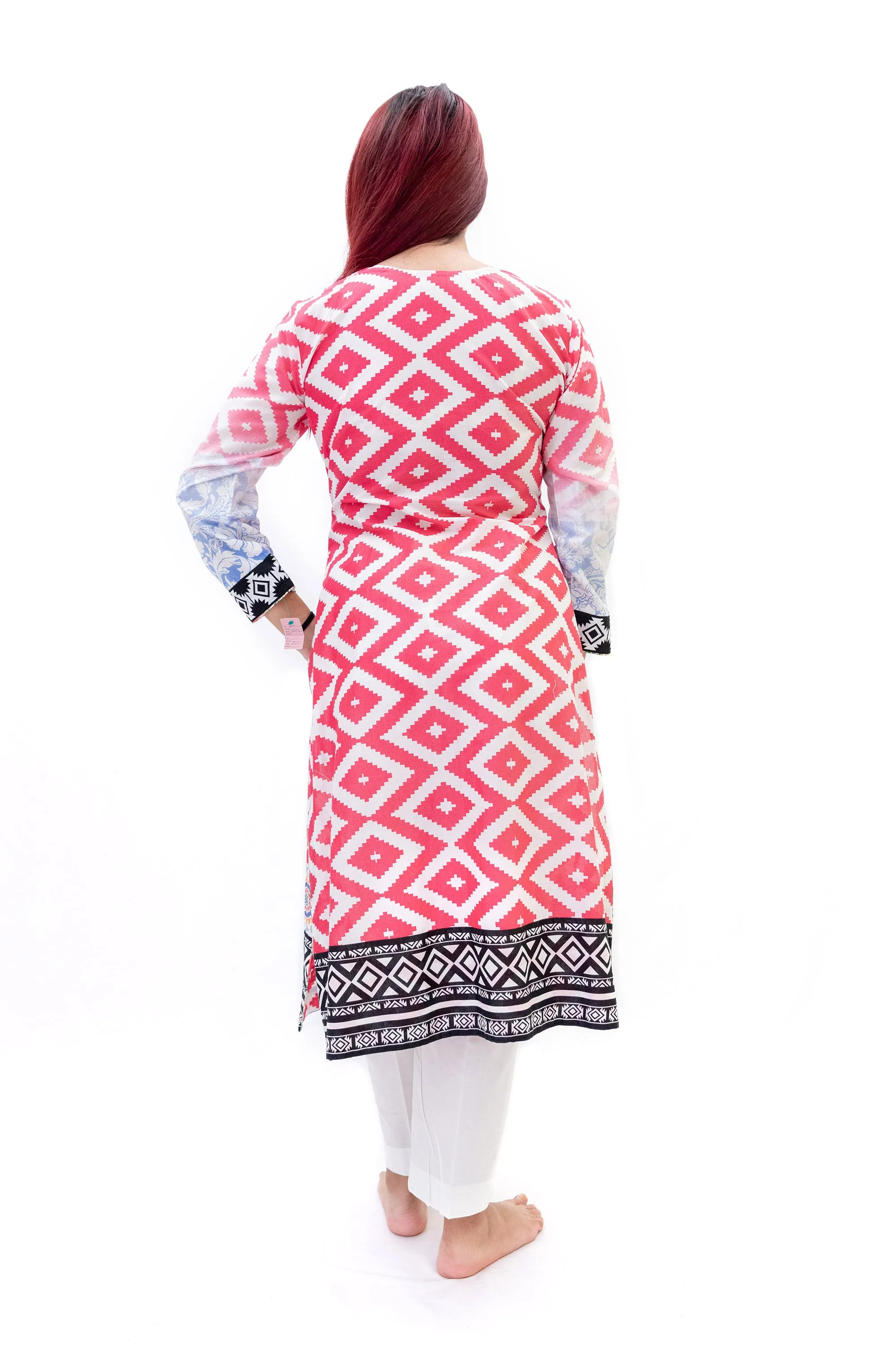Hot Pink Multi Design Cotton Salwar Kameez-Suit